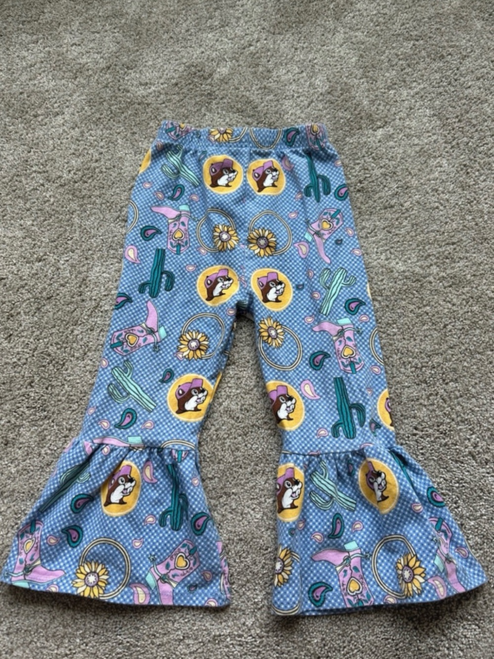 Buc-ee’s Girls Blue Floral & Cactus Ruffle Hem Pants